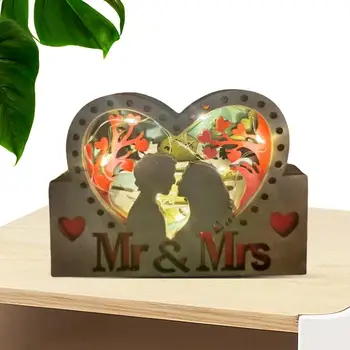 Лека нощ Дървени 3D лампа с надпис и снимка Подарък за нея, Подарък за участието Подарък за двойка, Подарък за годишнина от Сватбата Спалня