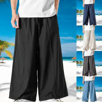 Летни Широки памучни панталони Harlan Pants Японски преки Свободни панталони-Мъжки тръбички