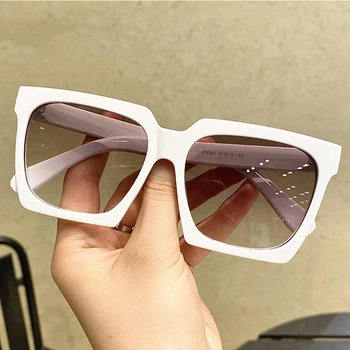 Луксозни Бели Квадратни слънчеви очила в ретро стил, Корейската мода, Прозрачни Слънчеви очила За жени, Елегантни нюанси на Feminino Oculos De sol