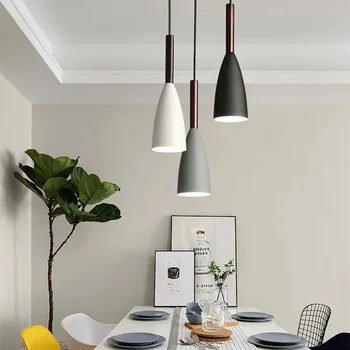 Модерен полилей E27, подвесная лампа за хранене в скандинавски стил, изчистен лампа за осветление на кухни, бар, зала. Лампа