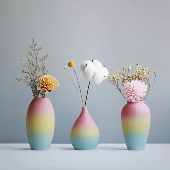 Модерна ваза с дъга щампи, цветна керамична ваза за цветя, 6 дизайни, маса мини-ваза, чиято декоративна украса за дома.