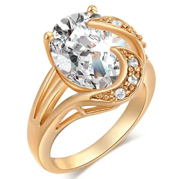 Модни Годежни Пръстени с Цирконии AAA за жени златист цвят, Годежни пръстени, дамски Австрийски Кристали анел, Бижута високо качество