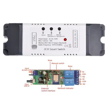 Модул интелигентен превключвател за Wi-Fi на Hristo Micro USB 5V AC85-250V RF433Mhz Радио Умно дистанционно управление Безжичен модул ключ Wi-Fi