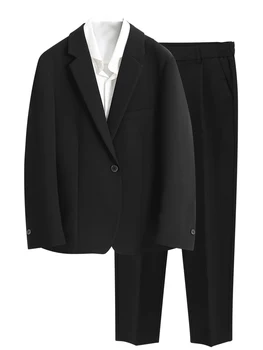 Мъжки ежедневни костюм от 2 теми, яке на една пуговице с панталони, бизнес офис униформи, зашити на поръчка на облекло