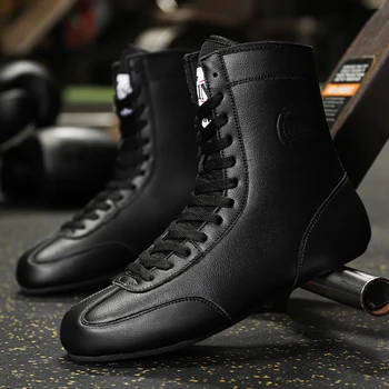 Нова мода обувки, светът бокс Бойна черна мека мъжки лека градинска обувки за тренировки, Спортни мъжки обувки за борба