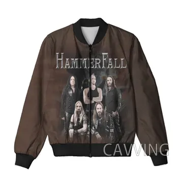 Нови модни Дамски/Мъжки якета-бомберы с 3D принтом Hammerfall Metal Rock с цип, Мъжки палта, Мъжки якета с цип J02