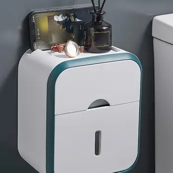Органайзер за тоалетна хартия Водоустойчив, висок капацитет, Прахоустойчив, без перфорация, Стенен шкаф за съхранение на ролка хартия, Стоки за дома