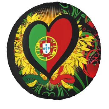 Подаръци във формата на сърце с флага на Португалия, калъф за резервна гума, калъф за Pajero Джип, португалски водоустойчиви калъфи за автомобилни колела