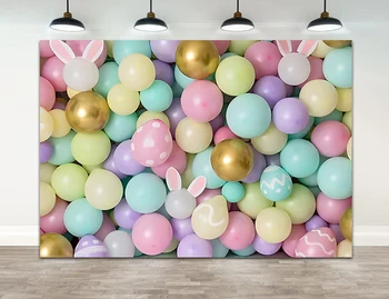 Пролетен Великденски фон за снимки заек с топки-зайци, декор за парти по случай рождения ден на детето, снимков фон, подпори за фото студио