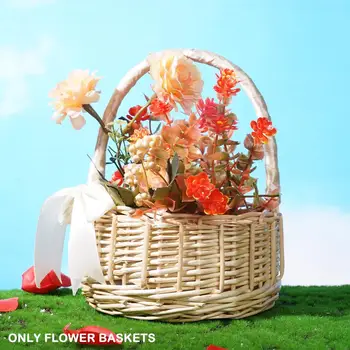 Ракита, кошница за цветя, Ратанови кошница за съхранение, Ръчна количка за момичета цвете, Ракита, кошница за цветя с ръчно изработени с лък годишнина