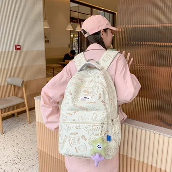 Раница в японски стил Instagram, женски малко прясно раница, Корейски случайни минималистичен раница с принтом