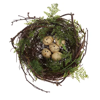 Реалистично гнездото на птиците с пера Изкуствени занаяти Птици Украса от яйца Великденски фестивал Парти Украса на градината