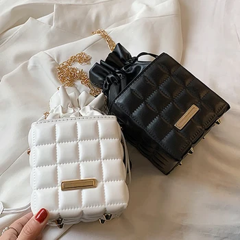 Реколта чанта-месинджър под формата на кубче с веригата, женска малка чанта на съвсем малък, изкуствена кожа, ежедневни чанта, чанта през рамо за жени, телефон