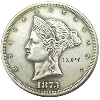 САЩ 1873, расшитая мъниста короната, търговски долара дизайн, сребърно покритие копирни монета