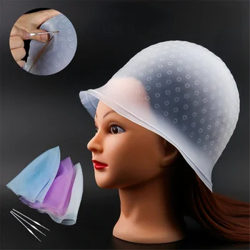 Силиконова шапка за боядисване на коса Кука Игла Професионална цветна боя, за да мелирования за многократна употреба набор от Инструменти за глазура и боядисване Салон за Красота