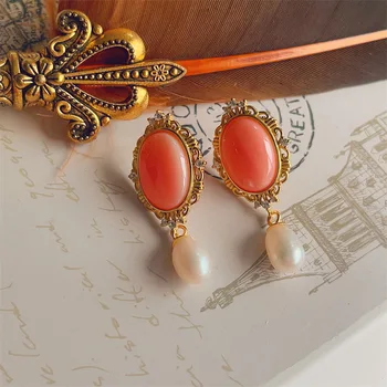 Сладки Романтичен Стил обици-суспензии от естествени перли в прекрасното Елегантен стил