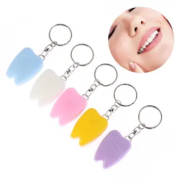 Случаен цвят ключодържател за почистване на зъбите с дължина 15 м, найлон метална клечка за зъби, преносима конец за зъби