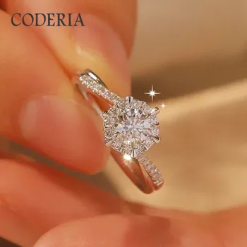 Сребърно дамско пръстен S925 с муассанитом 0,5-1 карата, годежни пръстени с усукана дръжка, стерлинговое сребро, висококачествени бижута от злато 18 карата