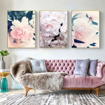 Стенни Рисувани Розови Цветя Плакати, Щампи Върху Платно Естетичен Декор На Изображението Плакати На Тема Домашен Интериор