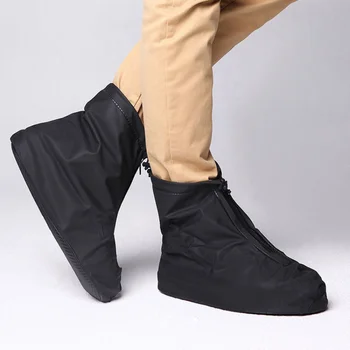 Черен водоустойчив бахилы мъжки дамски детски воден нескользящие обувки дъжд многократна употреба бахилы с цип външен покровител на ходила
