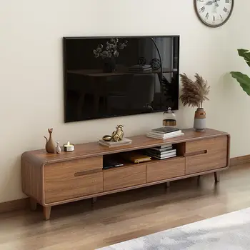 Нов външен шкаф за телевизор в китайски стил, модерен минималистичен малък шкаф с масивна дървена рамка, нисък шкаф за съхранение в хола, шкаф за телевизор cabi