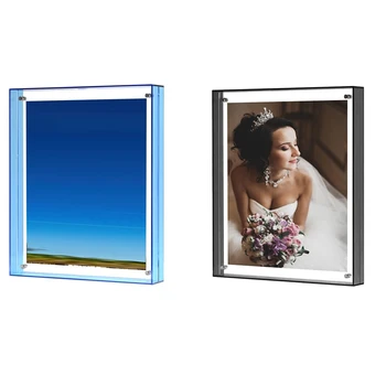 Рамка за снимки с размер 8,5X11 см, страхотна цветна акрилна плаващ рамка за снимки, хоризонтален и вертикален формати на дисплея